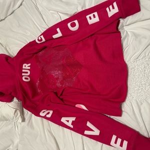 Global Apparel Hoodie, Pink, Sequin Design, Size Medium